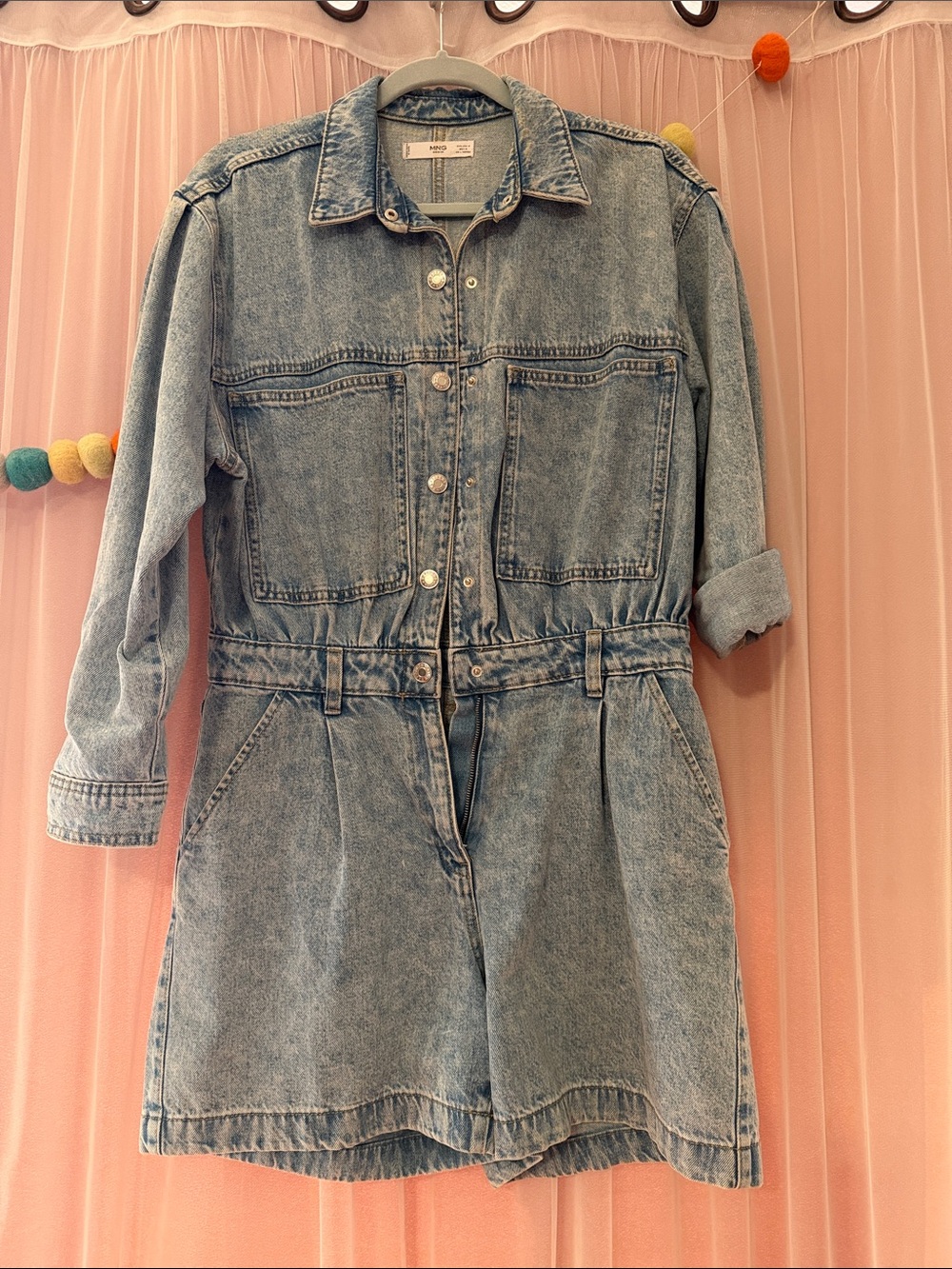 Mango Size M Light Blue Denim Romper